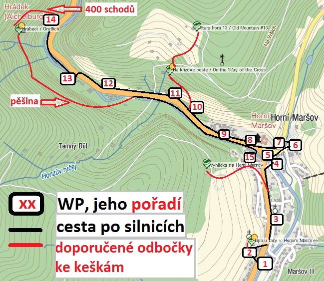Mapa doporucené trasy